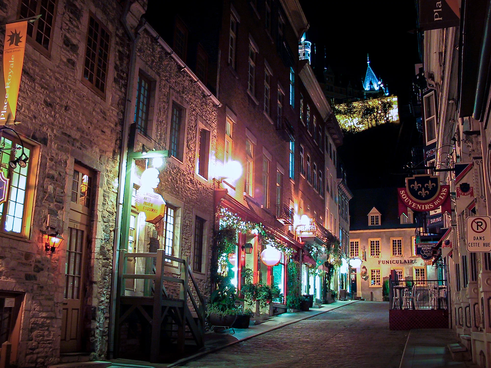 Down in Vieux Quebec at night