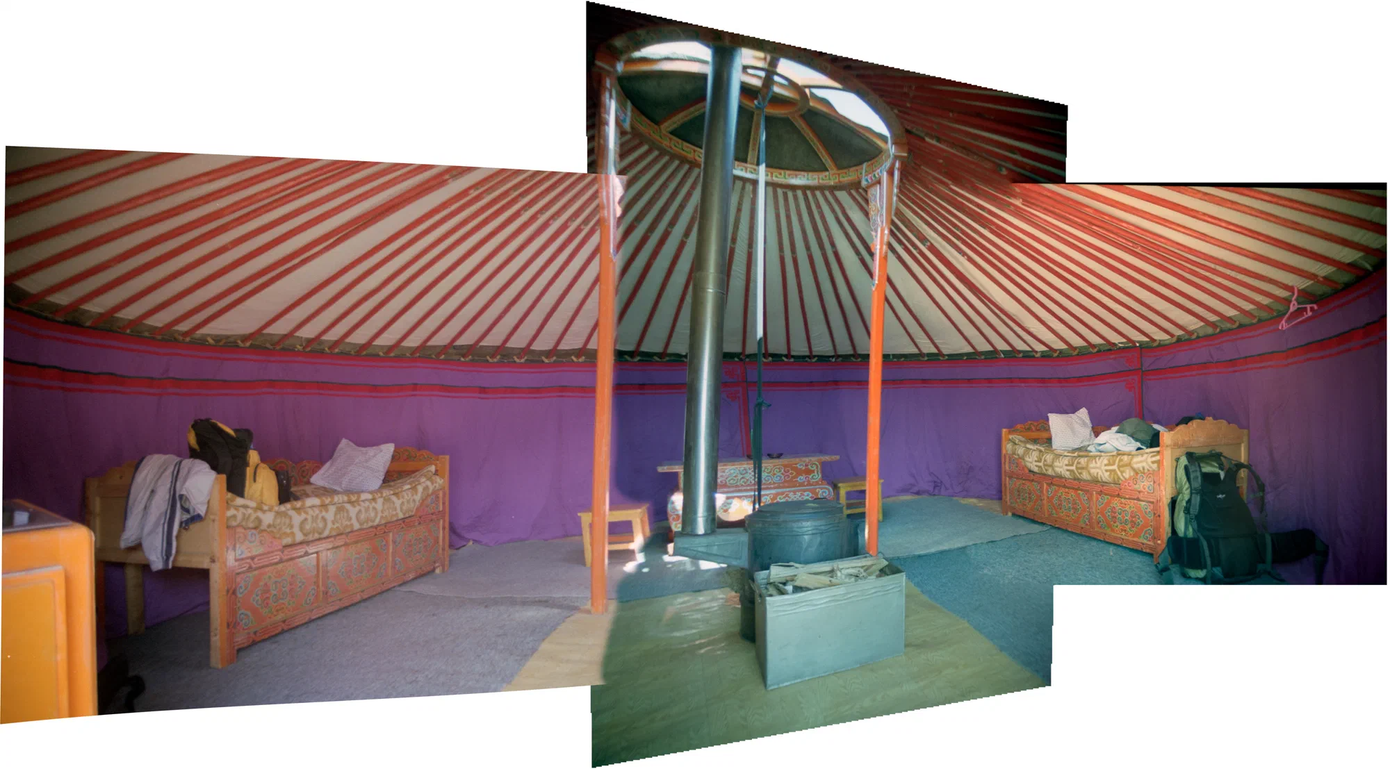 Inside the yurt