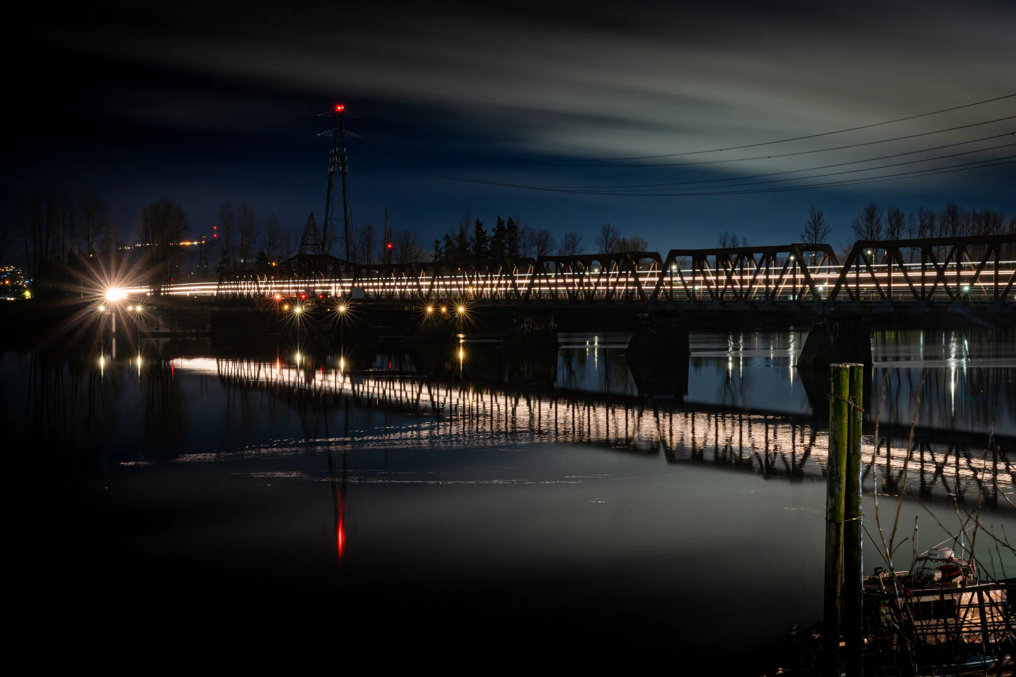 CN freight train crosses the Fraser River at Mission
