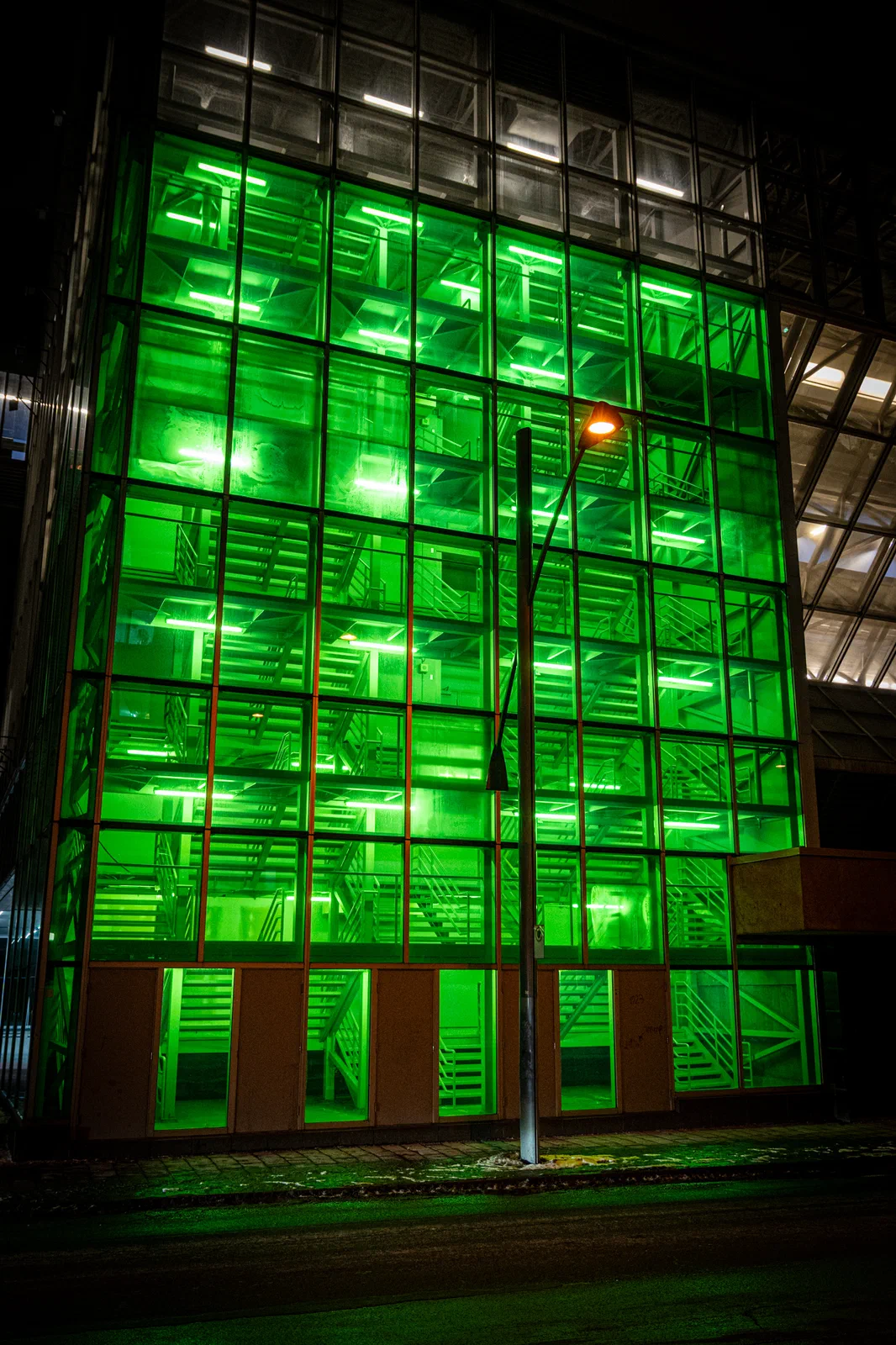 Green stairs at Palais des congrès de Montréal
