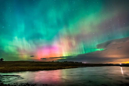Aurora over West Nose Creek Pond Aurora over West Nose Creek Pond