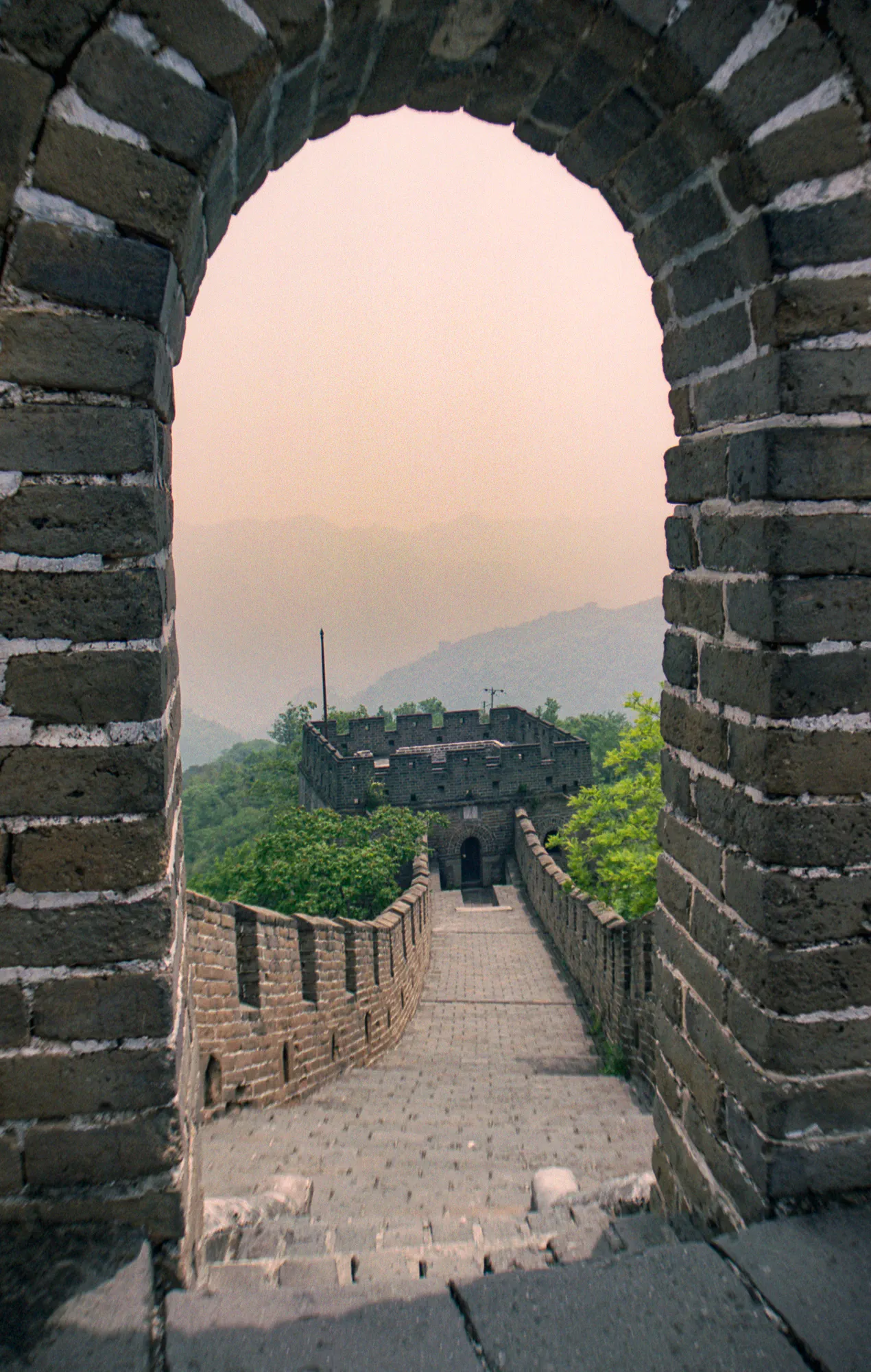 Looking down the Great Wall of China